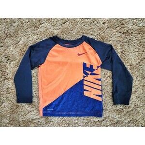 Nike Little Kids Dri Fit Total Orange, Blue, Red Long Sleeve Shirt Size: 6